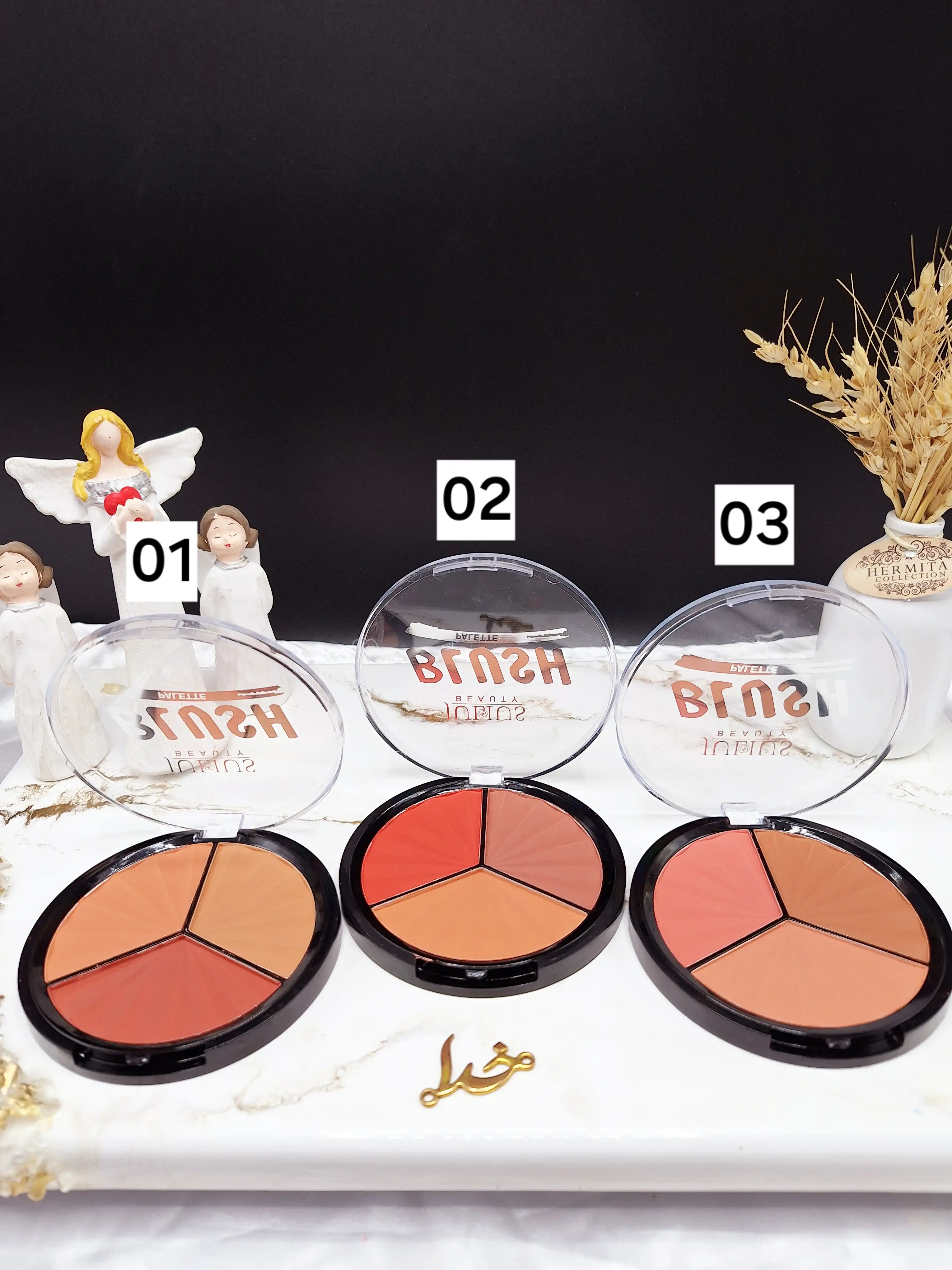 رژ گونه دایره ای 3 رنگ برند جولیوس JULIUS کد JL 230
